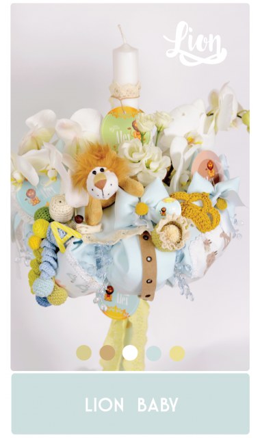 Lumanare de botez pentru cu orhidee si leuti pentru baieti, 65x4 cm, Baby Lion  7